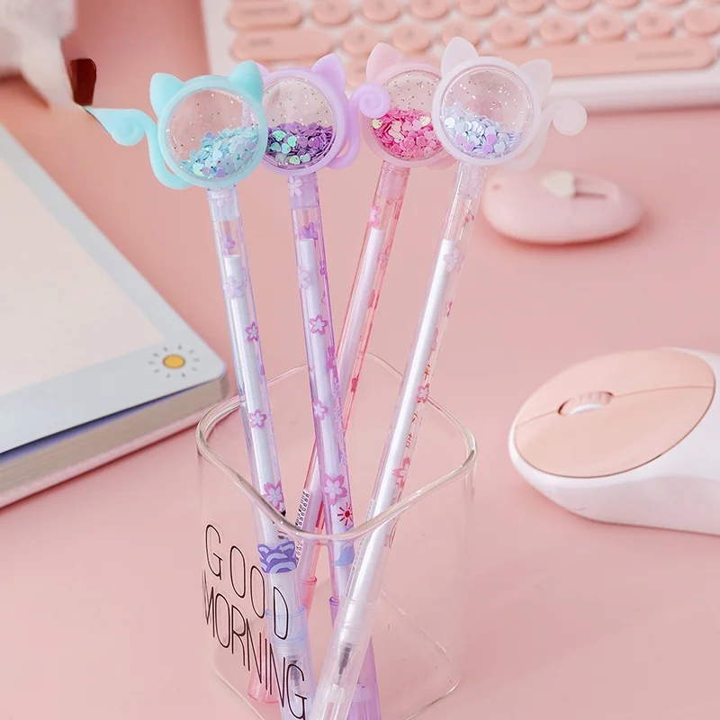 

1 Pcs Lytwtw's Stationery Kawaii Gel Pen School Office Supply Novel Creative Cat Glitter Recreation Cute Gel Pen