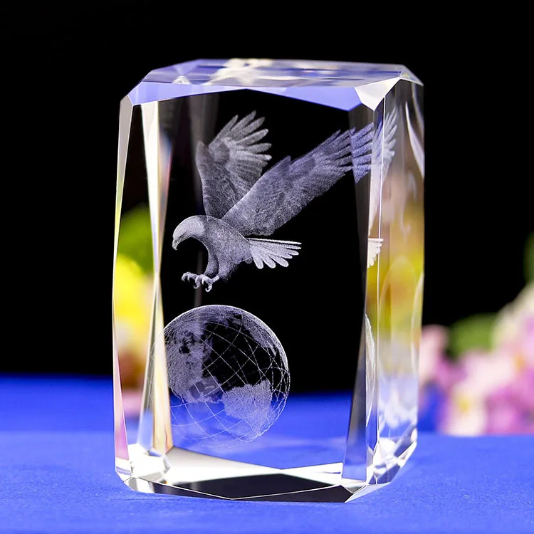 

Transparent Crystal Glass 3D Carved Animal Eagle Earth Crafts Glass Ornaments Figurines Christmas Gifts Home Decor souvenir