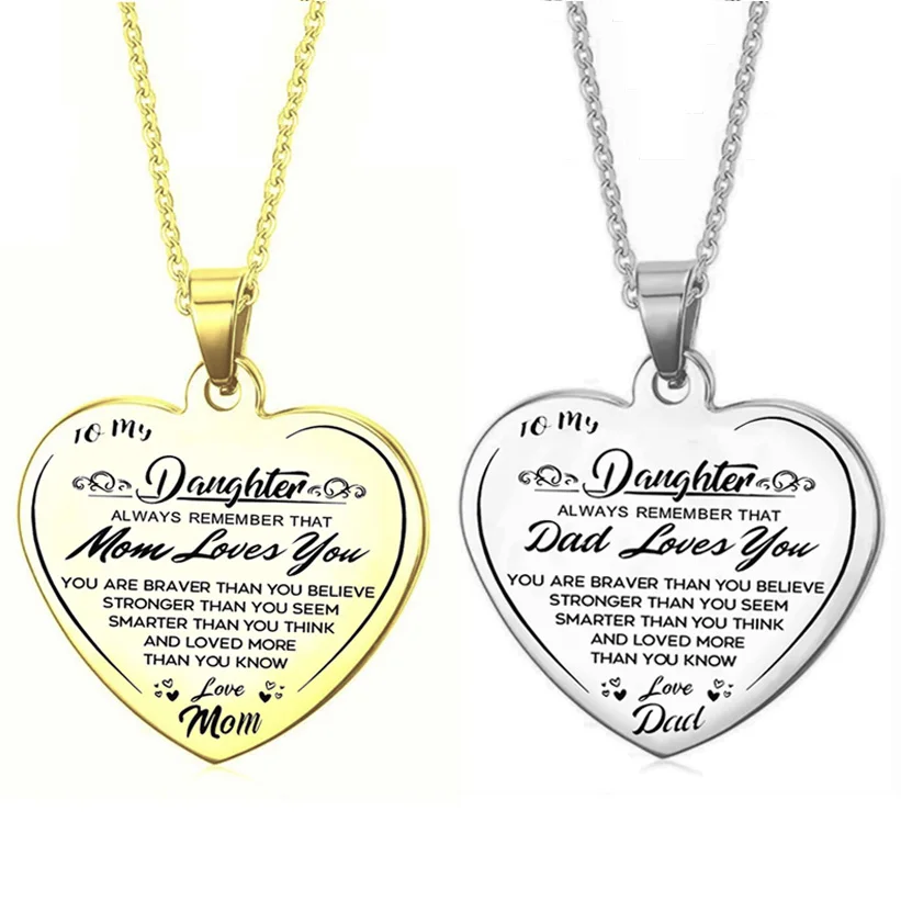 Ожерелье с кулоном в виде сердца для моей дочери из нержавеющей стали семейное