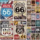 SQ-DGLZ Route 66 винтажный металлический знак Оловянная табличка Ретро гараж Настенный декор для украшения бара клуб человек пещера заправочная станция
