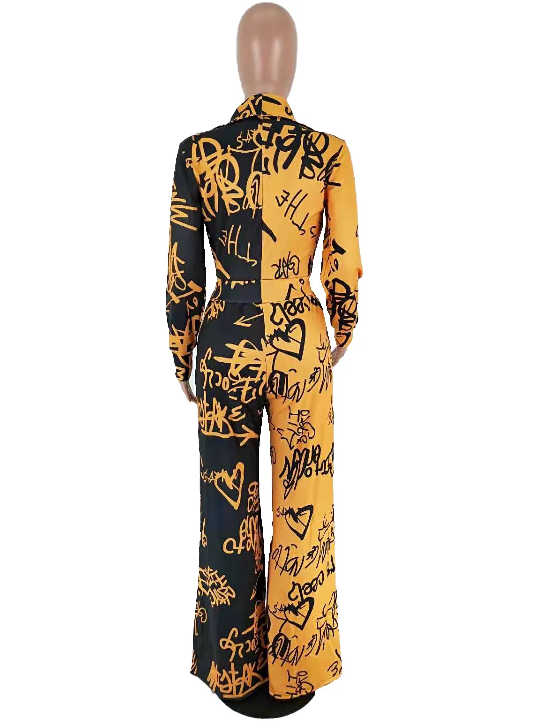 

Women Winter Jumpsuit Autumn Full Sleeve Letter Print Pockets Street Bandage Sexy Night Club Romper Party outfits