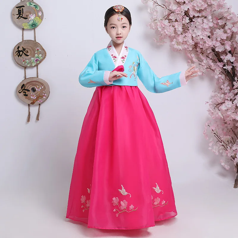Новинка традиционная корейская одежда Детский костюм ханбок с вышивкой платье