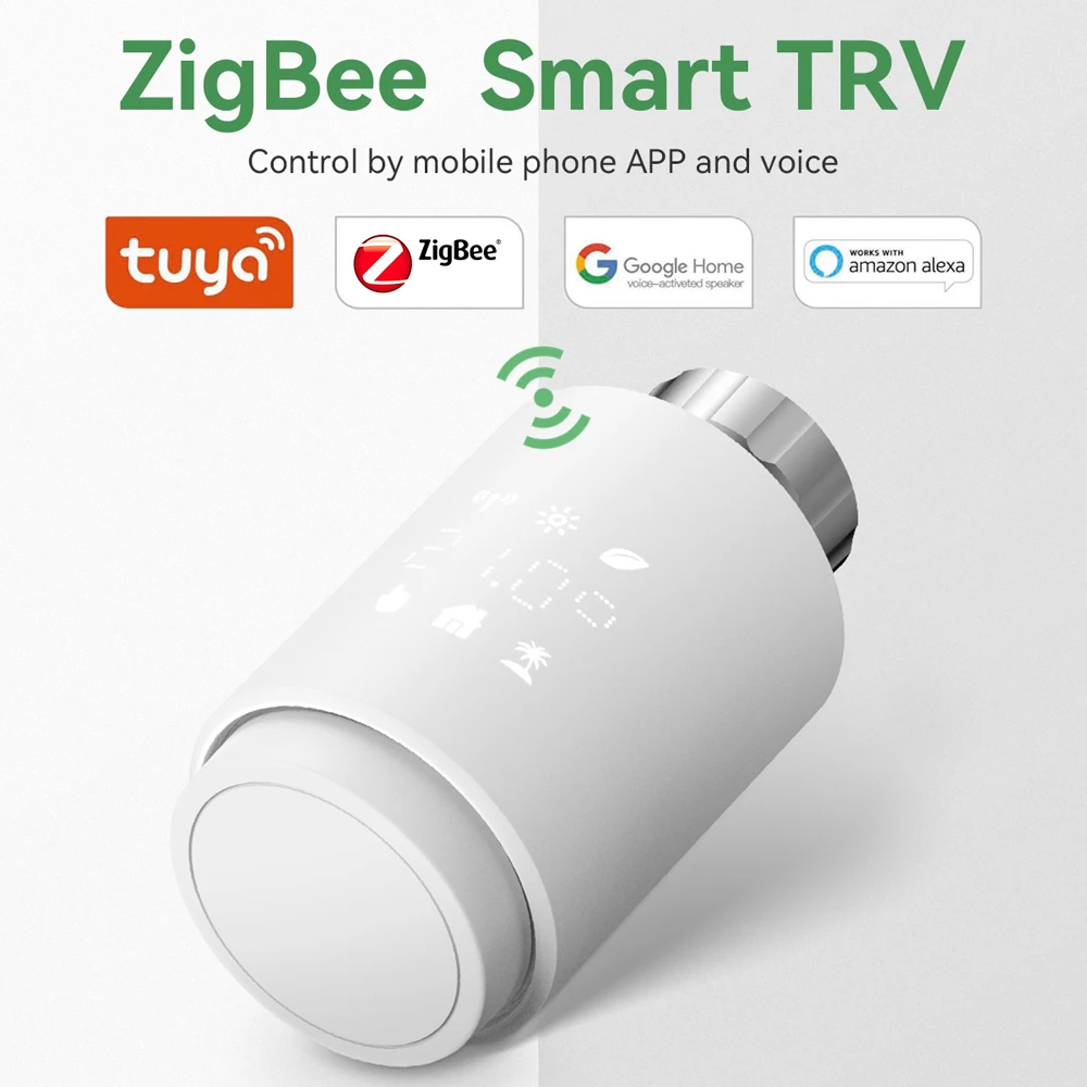 

Привод радиатора Tuya Smart ZigBee, комнатный программируемый термостатический клапан радиатора TRV для Google Alexa