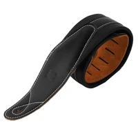 cb logo leather padded black guitar strap for electric acoustic guitar bass adjustable belt
