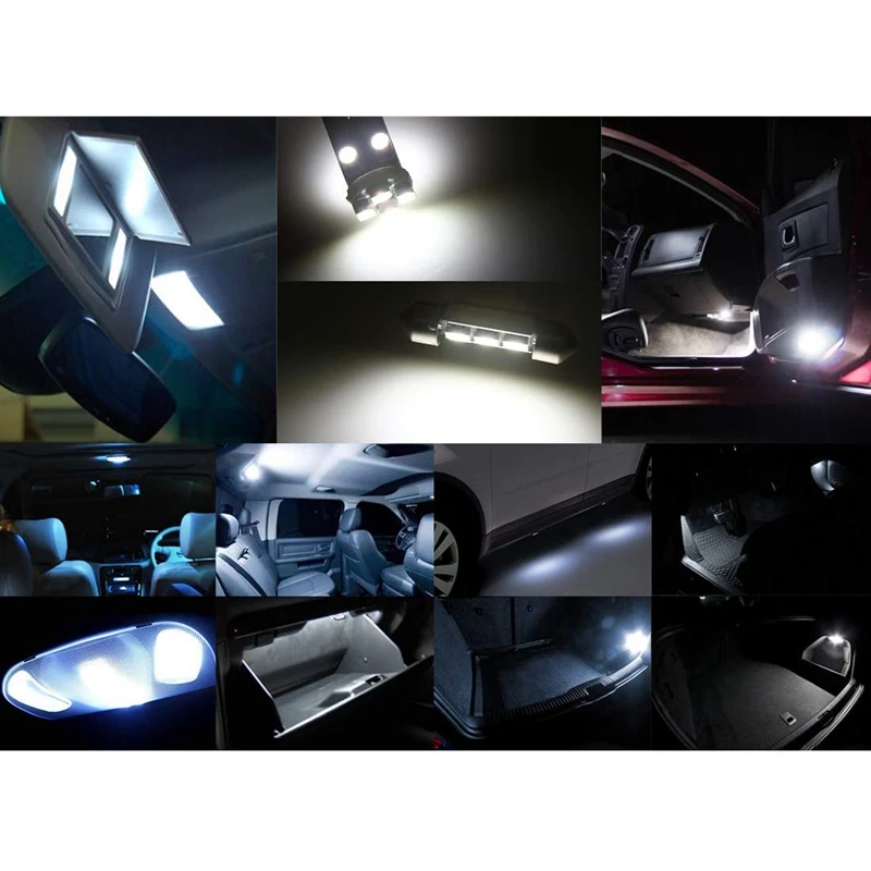 

12Pcs White Car Interior e Map Reading LED Lights Cargo Area Bulbs Kit