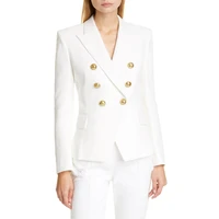 double breasted blazers femme 2021 women slim suit jacket female white long sleeve coat elegant office lady casual business suit