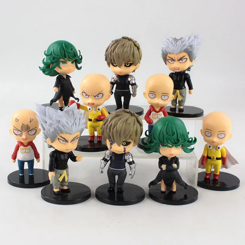 

5pcs/set 9.5-10.5cm One Punch Man Figure Toys Saitama Genos Tatsumaki Garou PVC Cartoon Q Version Statue Model Dolls