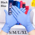Защитные перчатки Gloveplus, черные нитриловые перчатки, одноразовые латексные перчатки для кухни, работы на открытом воздухе, сада, SMLXL
