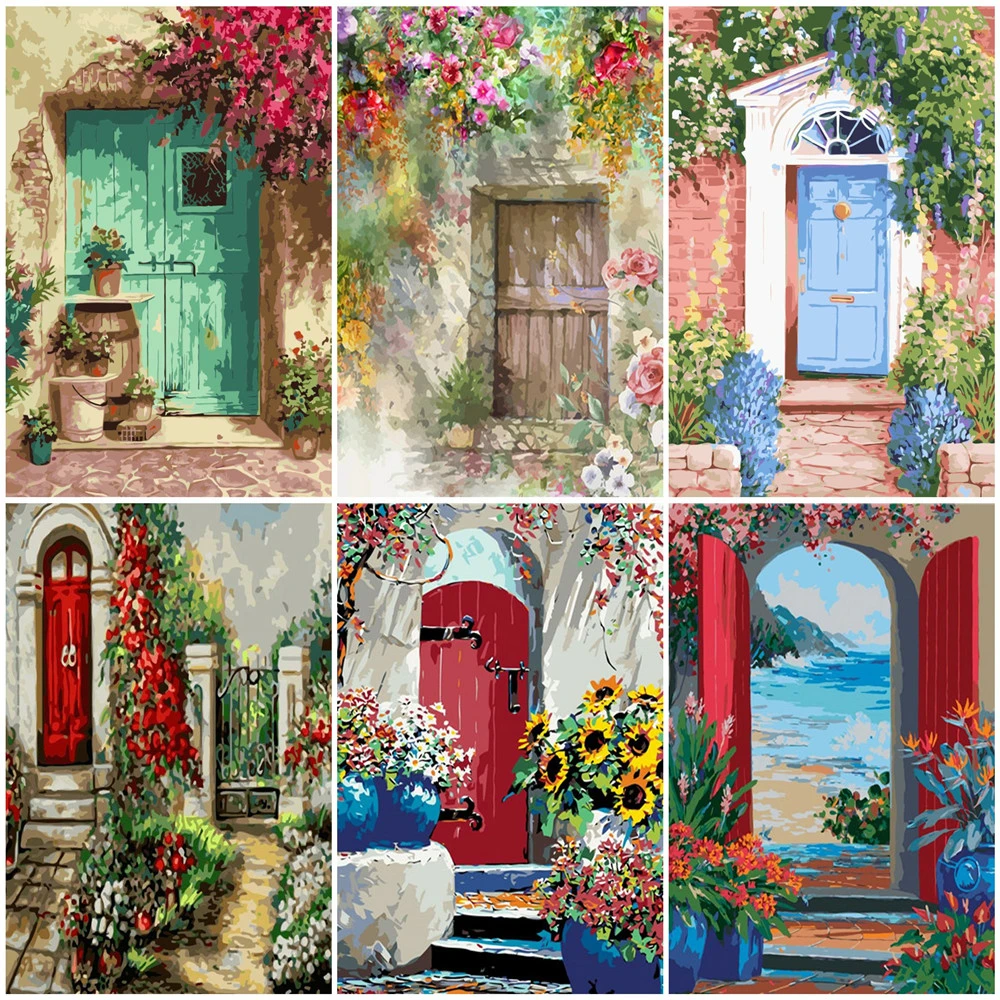 AZQSD DIY Хо Раскраска по номерам двери Рисование Живопись на холсте ручной работы