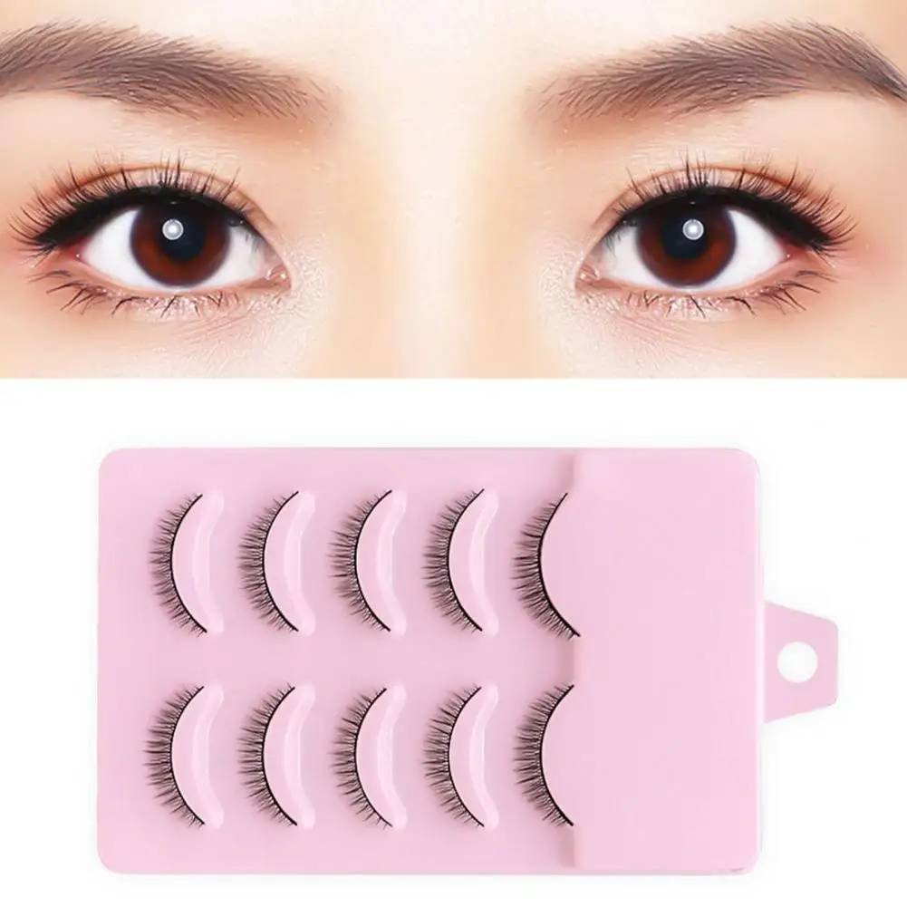 

5 Pairs False Eyelashes Natural Perfect Fitting Artificial Fiber Cross Short Makeup Extensions Eye Lashes for Dressing Room