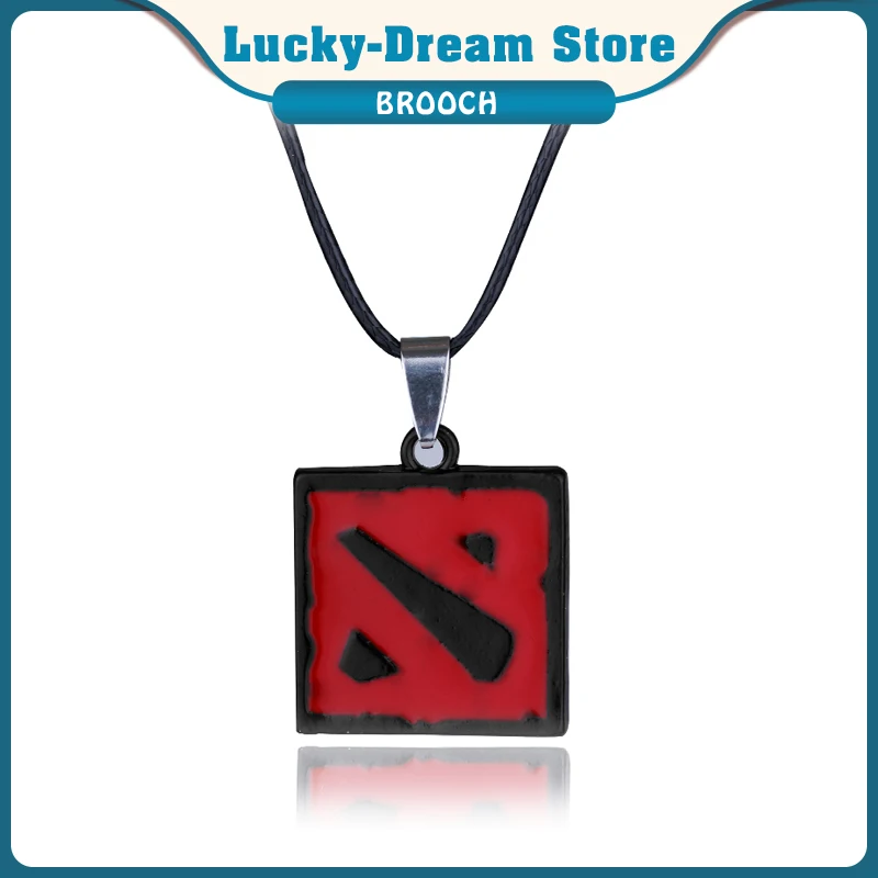 Ожерелье Dota 2 того же цвета черная и красная эмаль квадратная веревка кожаные