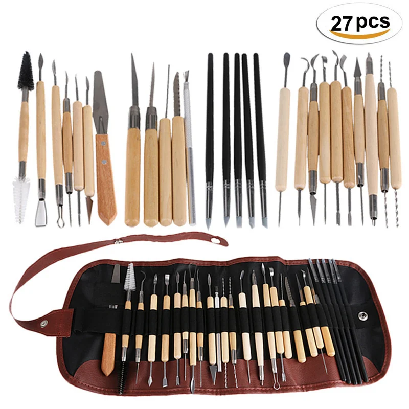

Clay Sculpting Tools-Set Modeling-Clay-Tools Crafts Pottery Ceramics Wooden-Handle DIY