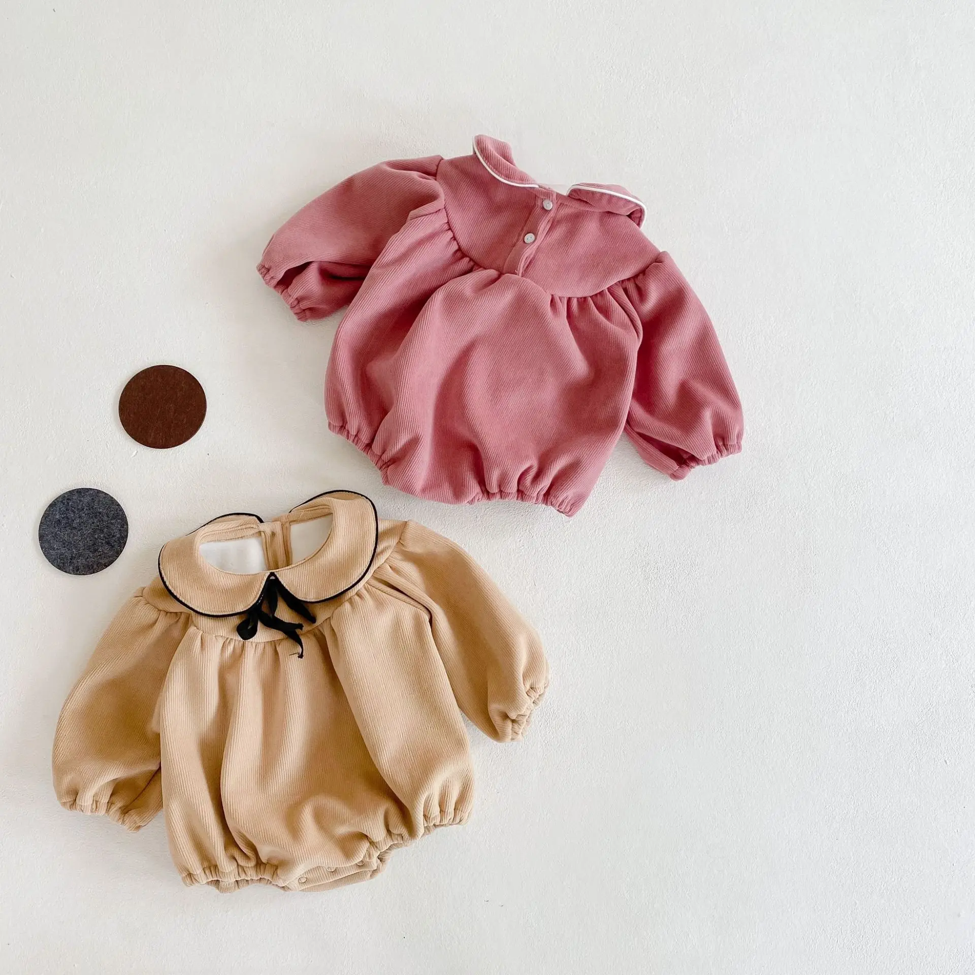 

Осенне-зимняя одежда 2022, однотонное Детское пальто с кукольным воротником, Одежда для новорожденных, комбинезон, флисовый утепленный