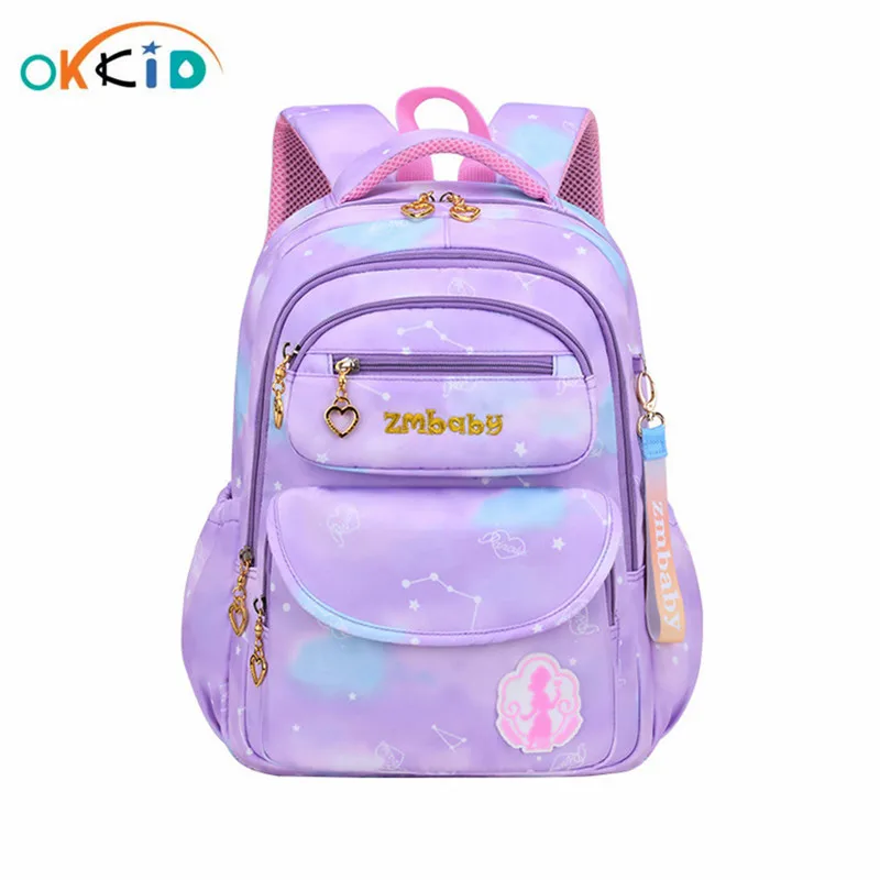 Милые школьные портфели OKKID для девочек, фиолетовые школьные рюкзаки для начальной школы для детей, рождественские и новогодние подарки для...