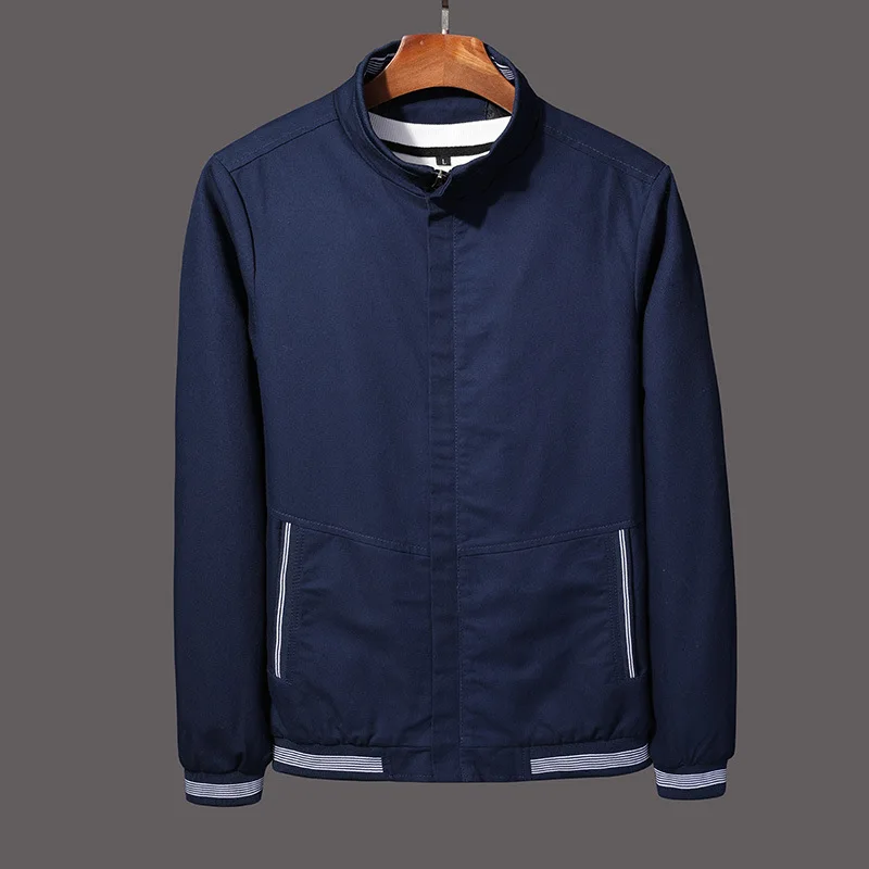 

Мужская Осенняя повседневная куртка, модель 2021 года, модная облегающая мужская куртка из чистого хлопка с воротником-стойкой, блестящая Бесплатная доставка