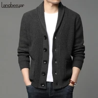 2021 high end wool designer thick new autum winter brand fashion cable knit sweater jacket men casual coats korean mens clothing