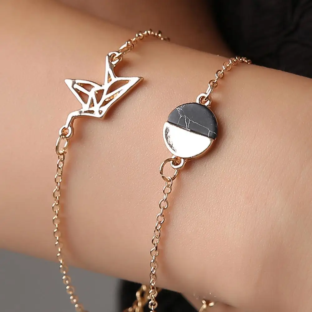 2 шт./компл. полый голубь Круглый браслет цепочка с подвесками модные женские