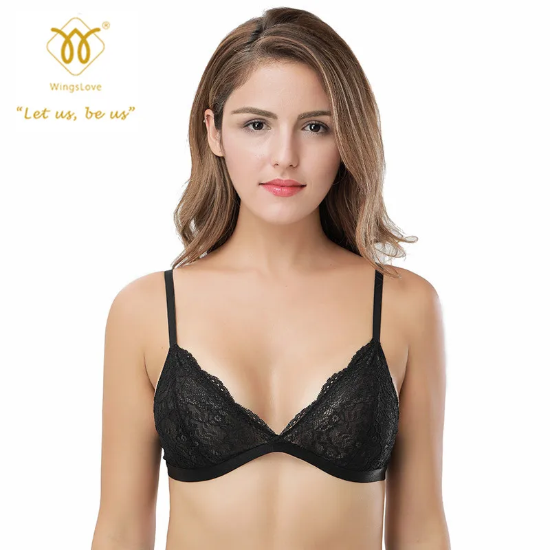 WingsLove женский треугольный бюстгальтер сексуальный полупрозрачный кружевной без