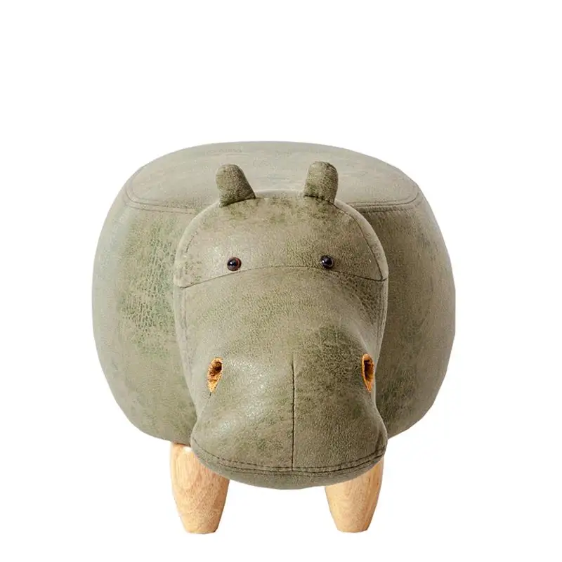 Change shoes stool creative solid wood hippo animal design storage foot decoration sofa |