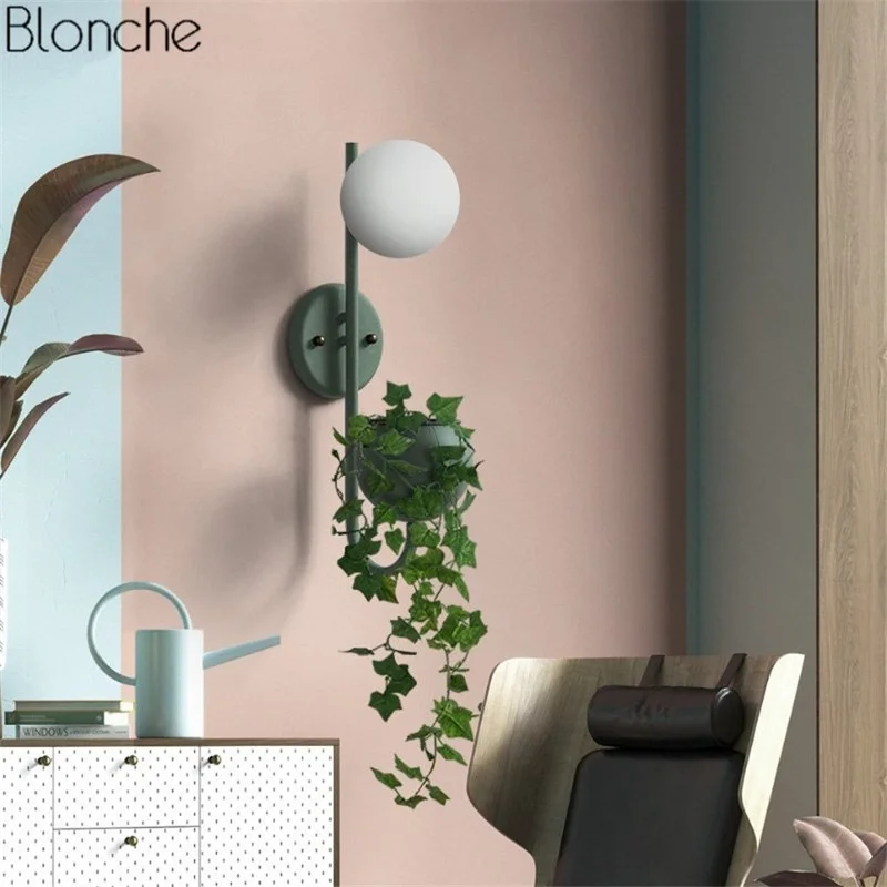 Скандинавские растения Macarons настенный светильник с цветами горшок стеклянный
