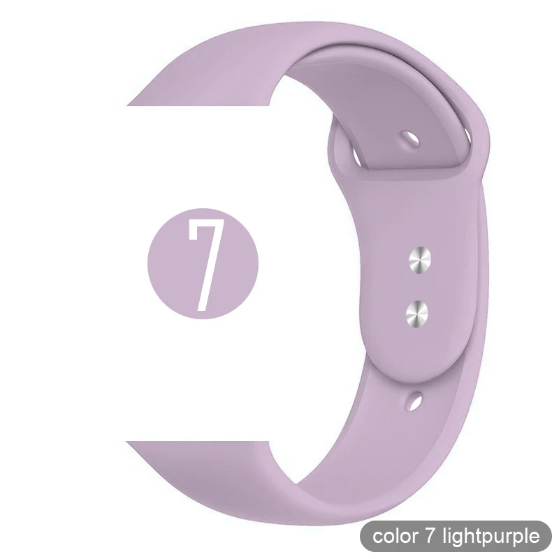 Мягкий силиконовый спортивный ремешок для Apple Watch 5 4 3 2 1 38 мм 42 мм, резиновый ремешок для часов Iwatch series 5 4 40 мм 44 мм - Цвет ремешка: 07 Light purple