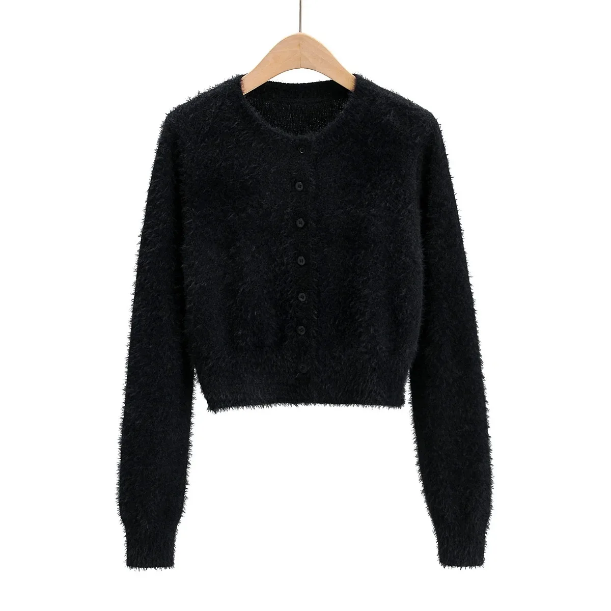 2021 простой вязаный свитер кардиган Женская осенне-зимняя короткая Свободная