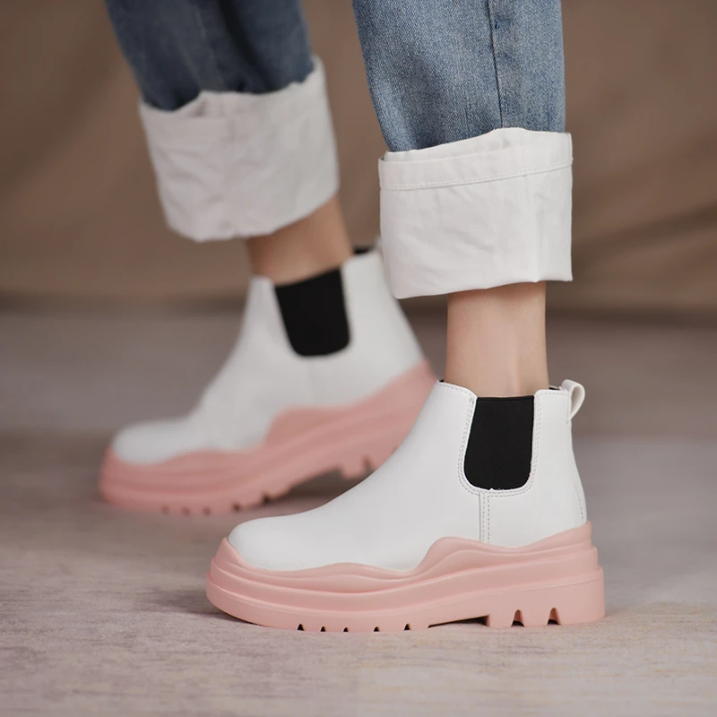 

Женские ботинки челси из натуральной кожи, на толстой подошве