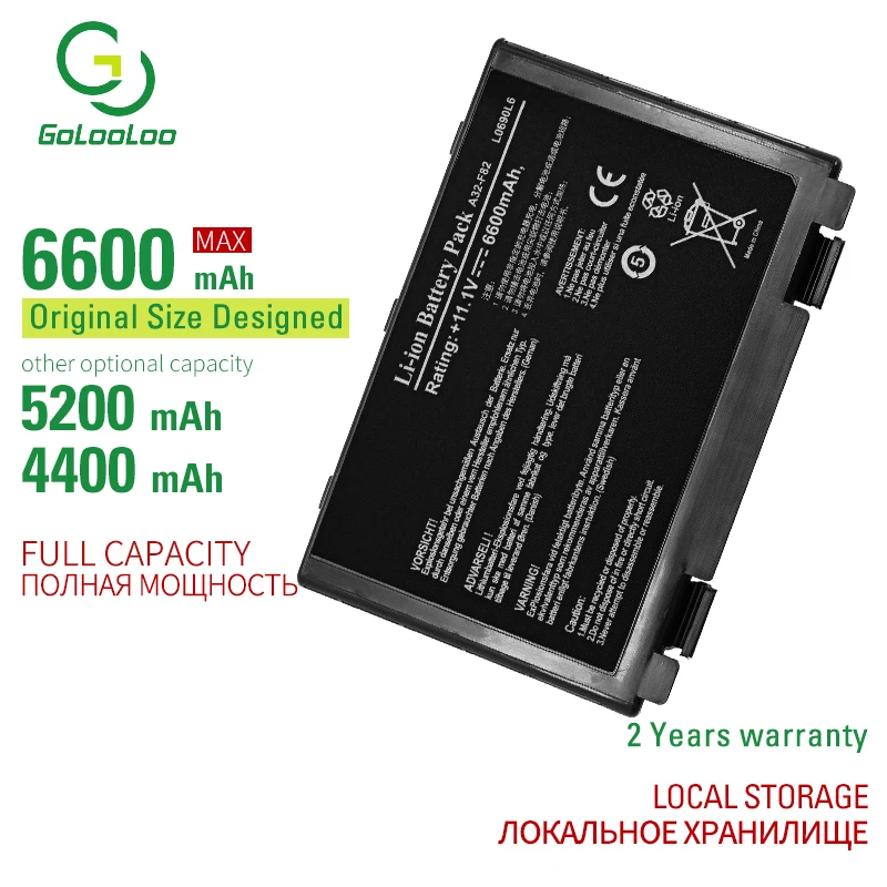 Golooloo 6 ячеек Аккумулятор для ноутбука Asus F52 F82 F83S K40 K40E K40IJ K40IL K40IN K50 K50AB K50AB-X2A K50AD K50AF K50C