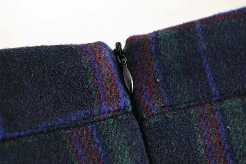 ROHOPO градиентная Расклешенная юбка из твида, клетчатая мини-юбка, осенняя женская элегантная полосатая застежка на пуговицах, Женская шикарная юбка#6976
