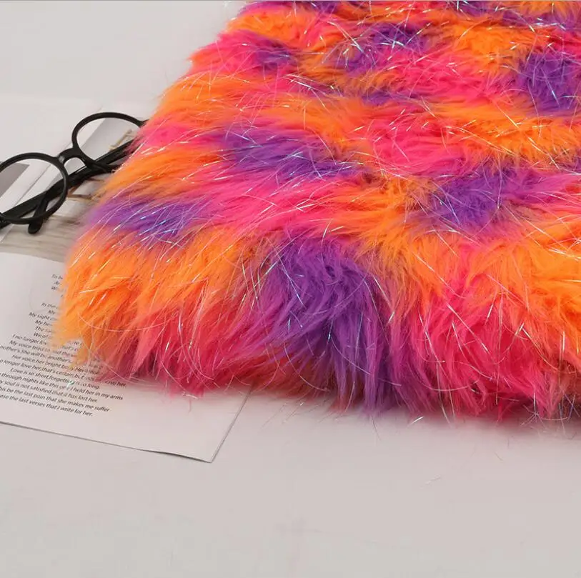 Разноцветная жаккардовая плюшевая ткань радужной расцветки с ярким шелком из