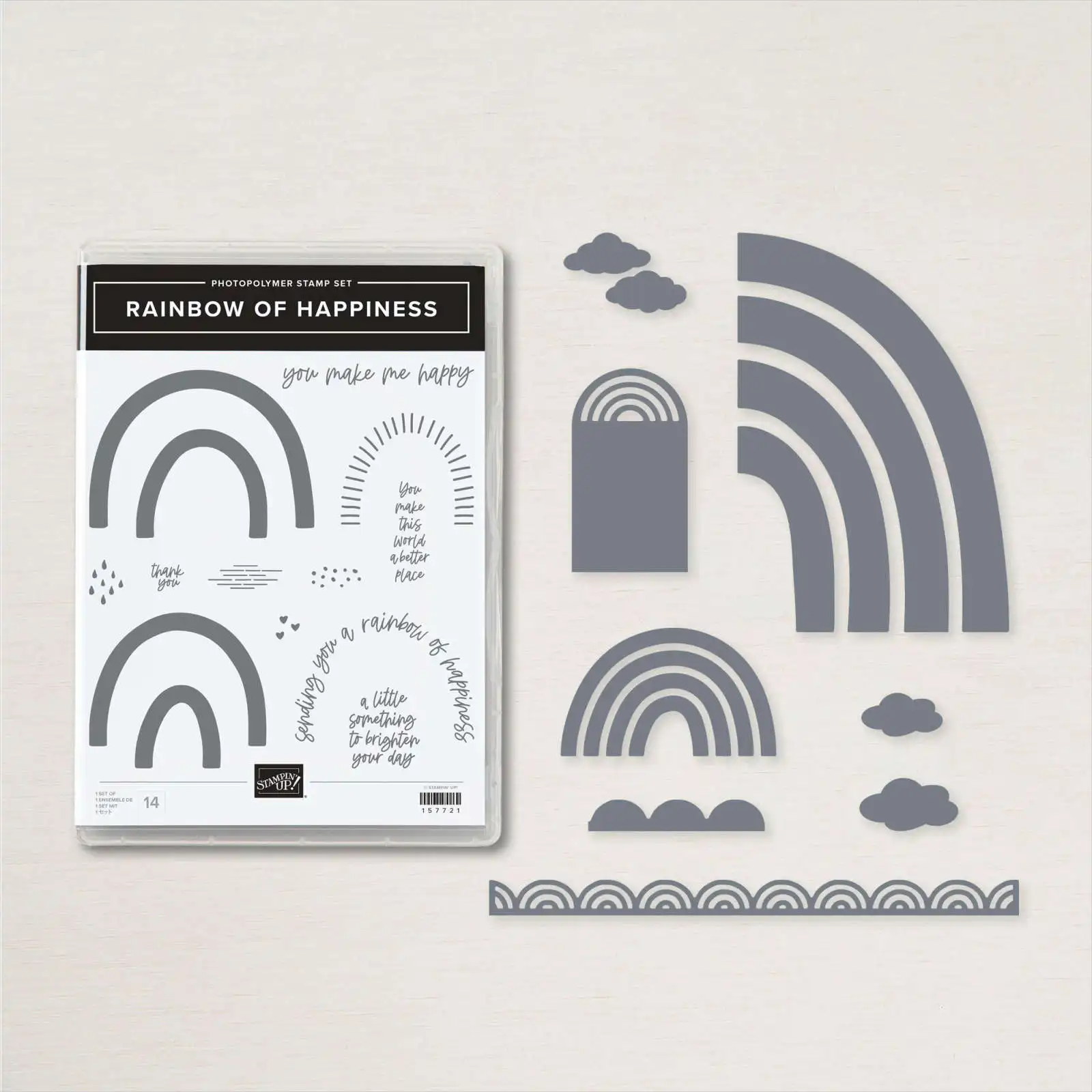 

Rainbow of Happiness New Metal Cutting Dies Clear Stamps Scrapbook Embossed Make Paper Card Album Diy Craft Decoration