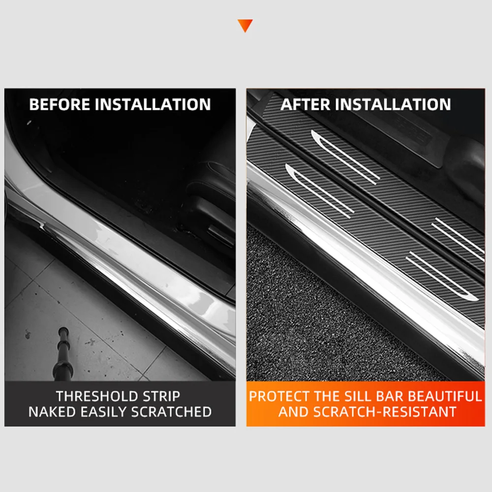 Car Trunk Door Sill Auto Scuff Plate Carbon Fiber Decoration Bumper Guard Sticker Anti Scratches for Audi A1 A2 A3 Q5 Q6 Q7 RS1 |