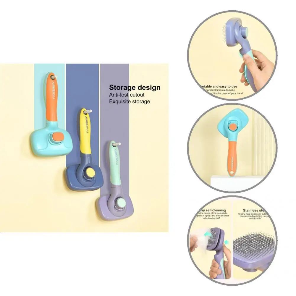 

Щетка для груминга с одним нажатием, удобная Массажная щетка для чистки домашних животных, кошек, собак