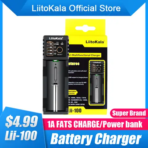 Зарядное устройство LiitoKala Lii-100B 18650 для 26650 16340 RCR123 14500 LiFePO4 1,2 V Ni-MH Ni-Cd smart Charger