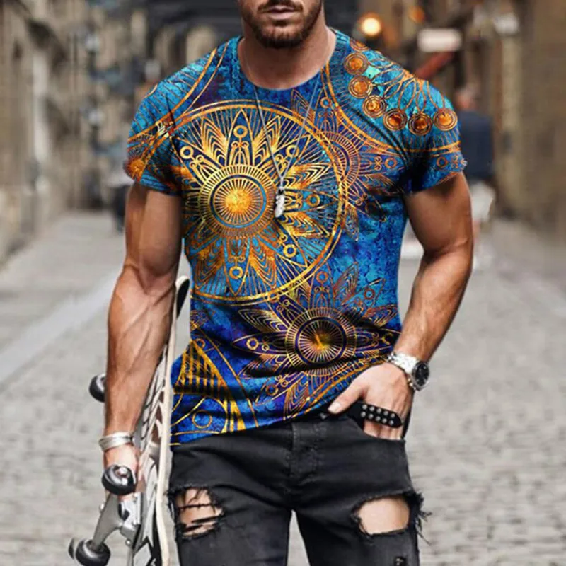 

Summer men's T-shirt, round O-neck short-sleeved shirt, streetwear punk style 3D printing casual fashion top plus size 2021