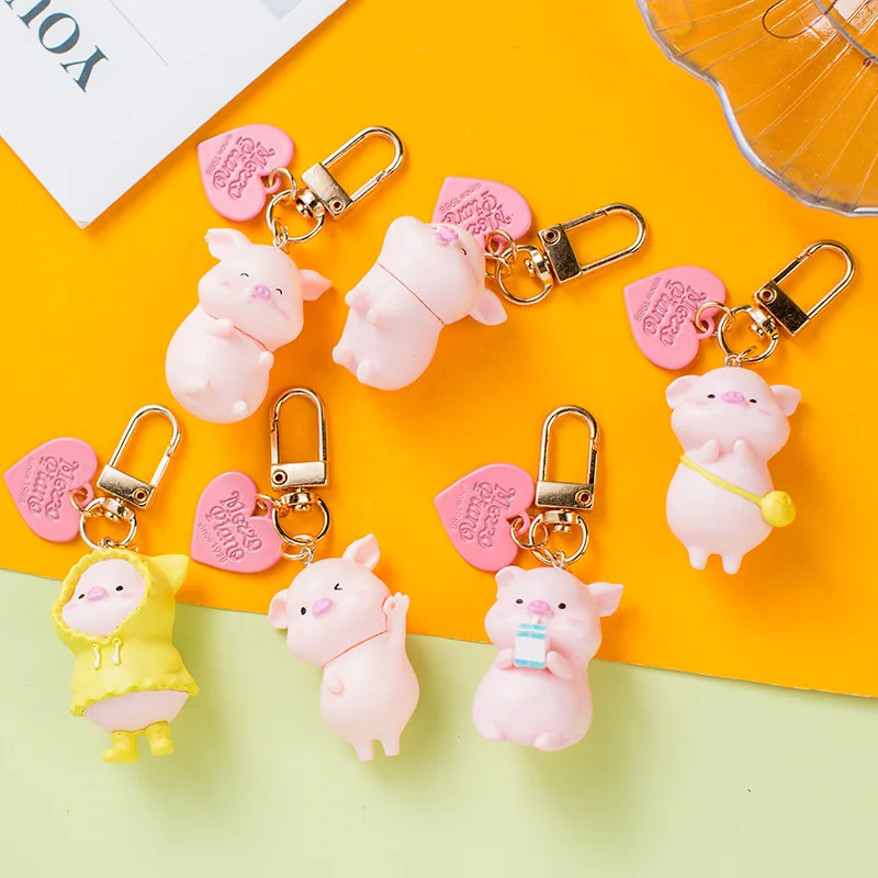 

Korea Cute Pink Lucky Pig Keychain Key Ring For Women Girl Resin Animal Key Chain Lovely Keychains Car Keyring Jewelry Gift