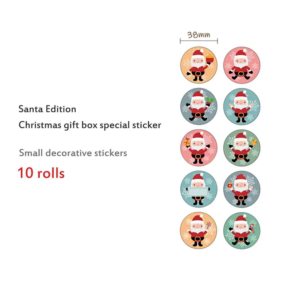 

500pcs Happy Christmas Decoration Stickers 10 Kinds Of Santa Claus Christmas Label Gift Box Decoration Package Sealing Stickers