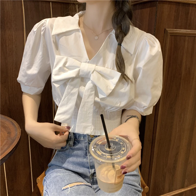 Блузка женская шифоновая в Корейском стиле милая Повседневная рубашка с