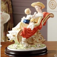 high grade european style ceramic figure ornaments warm mother and son art porcelain puppet living room home decoration crafts l
