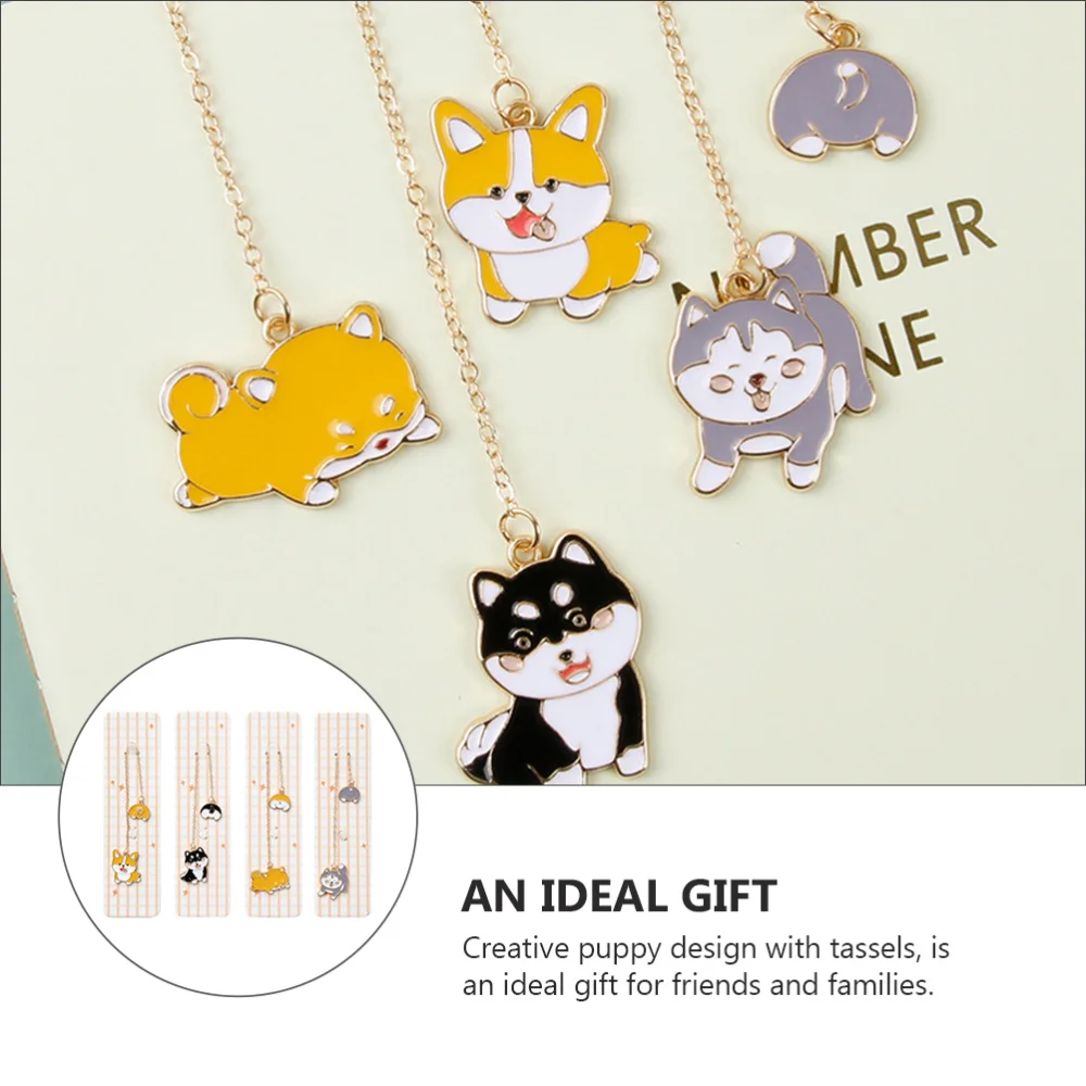 

4pcs Puppy Shaped Creative Bookmarks Pendant Graduation Souvenir