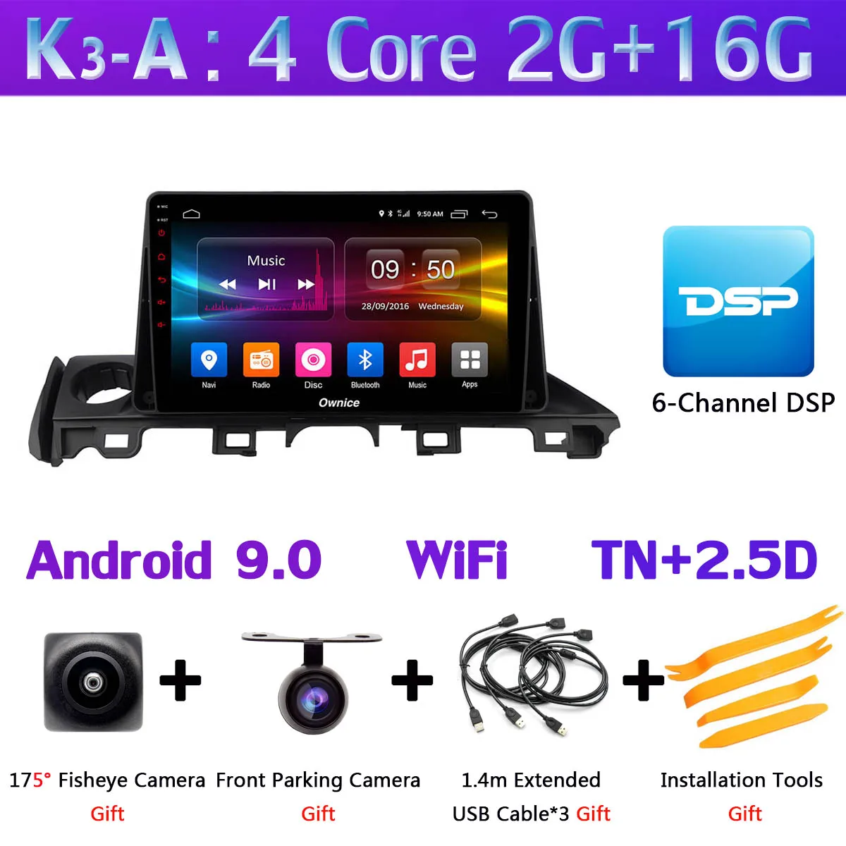 K3-A " 1Din 360 ° панорамный автомобильный dvd-плеер Android gps навигация для Mazda 6 III 3 GJ Atenza dzda6 автомобильный DSP Carplay - Цвет: K3-A