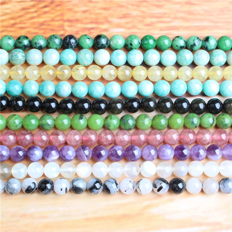 Круглые бусины из натурального камня матовая лава тигровый глаз бирюза черные