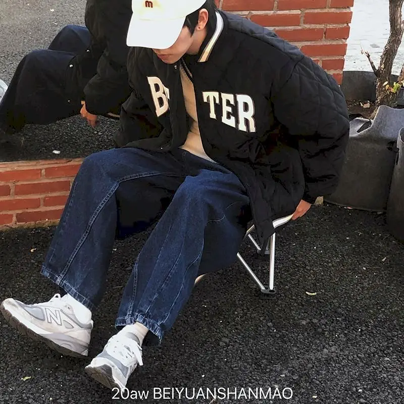 

Winter Student Quilted Baseball Uniform Jacket Women Jackets Harajuku Style Loose Padded Couple Padded Tops Female Trend Coat