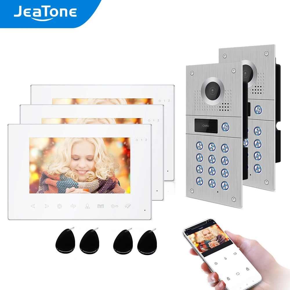 

Видеодомофон Jeatone, 7 дюймов, 960P/AHD, Tuya, Wi-Fi, с поддержкой электрических замков