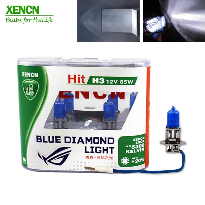 

XENCN H3 12V 85W Pk22s 5300K Blue Diamond Light Car Bulbs Germany Halogen Auto Lamp for skoda fabia e60 30% More ligh 75M beam
