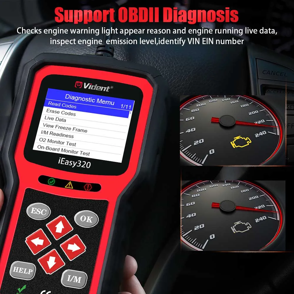 VIDENT iEasy320 OBDII/Eobd Can считыватель кодов OBD2 диагностический инструмент для
