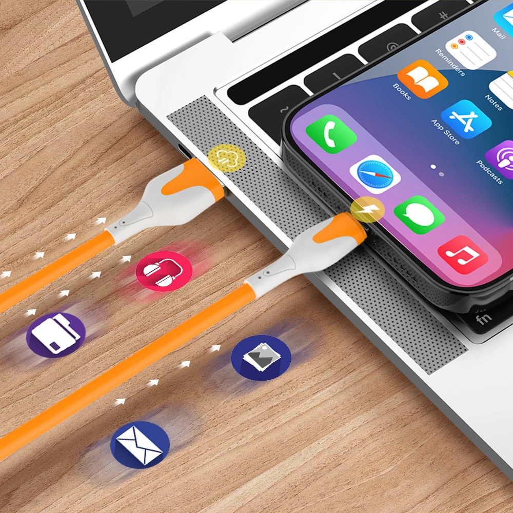 

USB Data Cable For IPhone 12 11 Pro Max XR XS IOS Data Cord Liquid Silicone Charging Cable USB Data Cable Phone Charger Cable