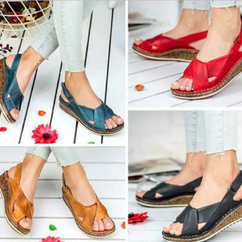 

Women Sandals Ladies Summer Shoes Vintage Leather Sandals Brown Flat Sandals Sandalias Summer Shoes 2020 Zapatos De Mujer