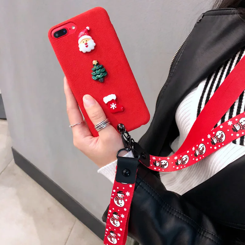 Чехол-держатель для телефона пары iPhone X фланелетт Рождественский Мягкий ТПУ