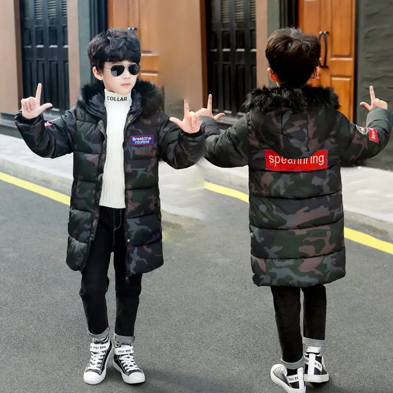 2019 г. Детские камуфляжные меховые толстовки зимняя верхняя одежда пальто для